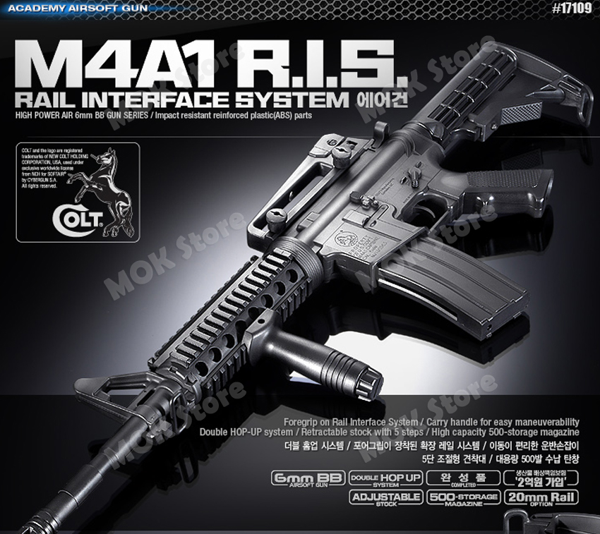 ACADEMY M4A1 R.I.S Airsoft BB Toy Gun Replica Full 11 Size Non Metal